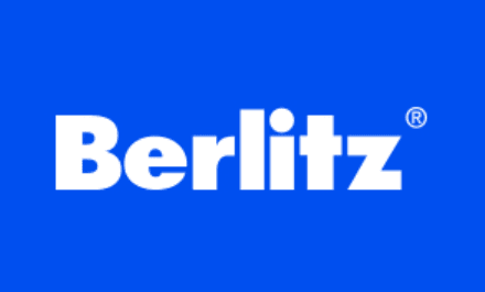 Berlitz logo with white text on a blue background.